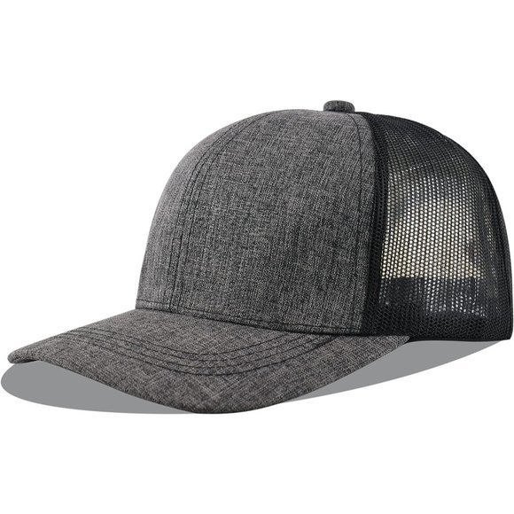 Man Grey Classic Mesh Panels Vintage Baseball Cap - Picture 1 of 6
